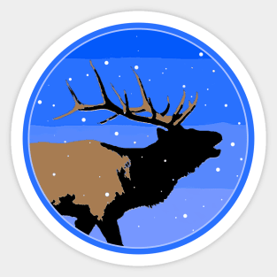 Bugling Elk in Winter Sticker